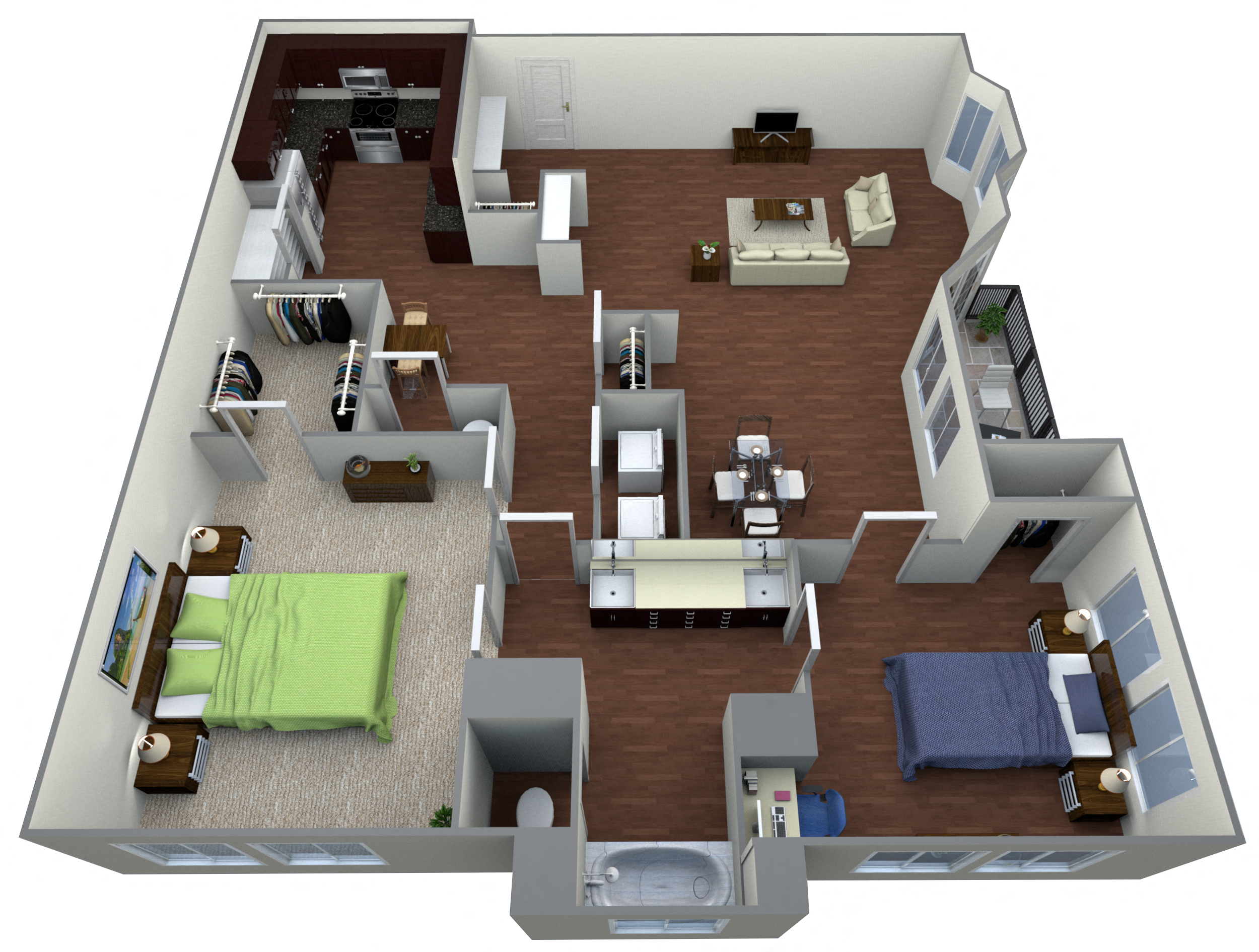 1 & 2 Bedroom Apartments in Houston The Village at Bellaire Floor Plans