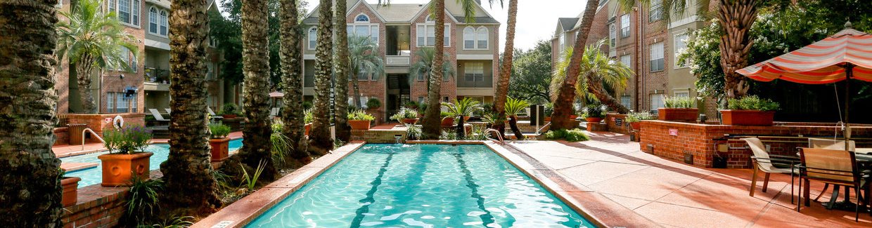 Swimming Pool View at The Village at Bellaire Apartments in Houston, Texas