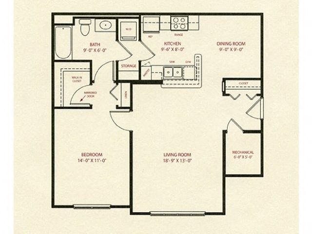 1 Bed 1 Bath Floor Plan at The Preserve Apartments 1 Bed 1 Bath, 815 Sq Ft Floor Plan at The Preserve Apartments in Walpole, MA