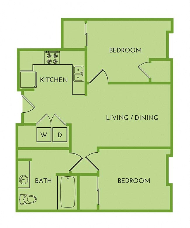 Thai Binh Apartments | Two Bedroom 2x2 Floor Plan Seattle, WA 98104 | Thai Binh Apartments