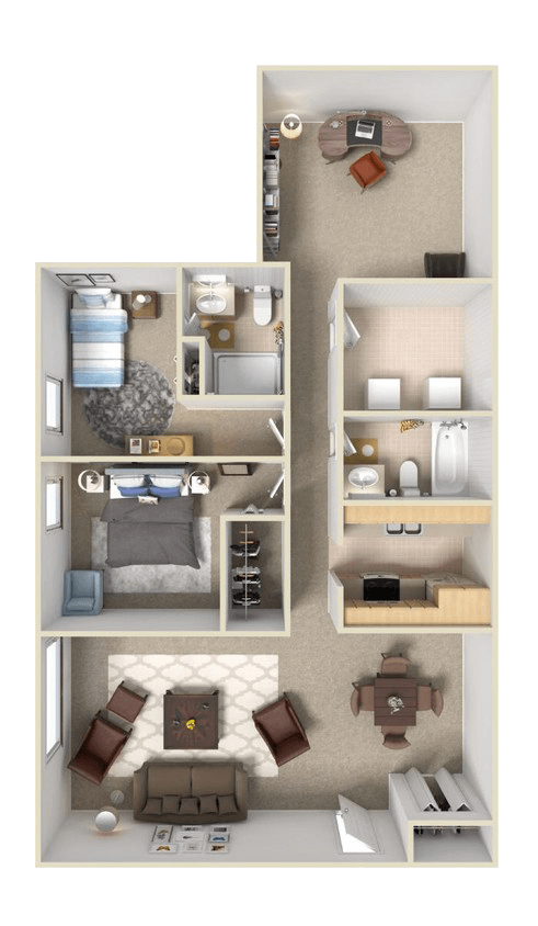 2 Bed with Den floor plan