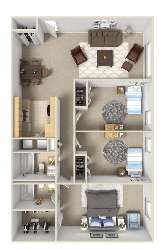 3 Bed floor plan
