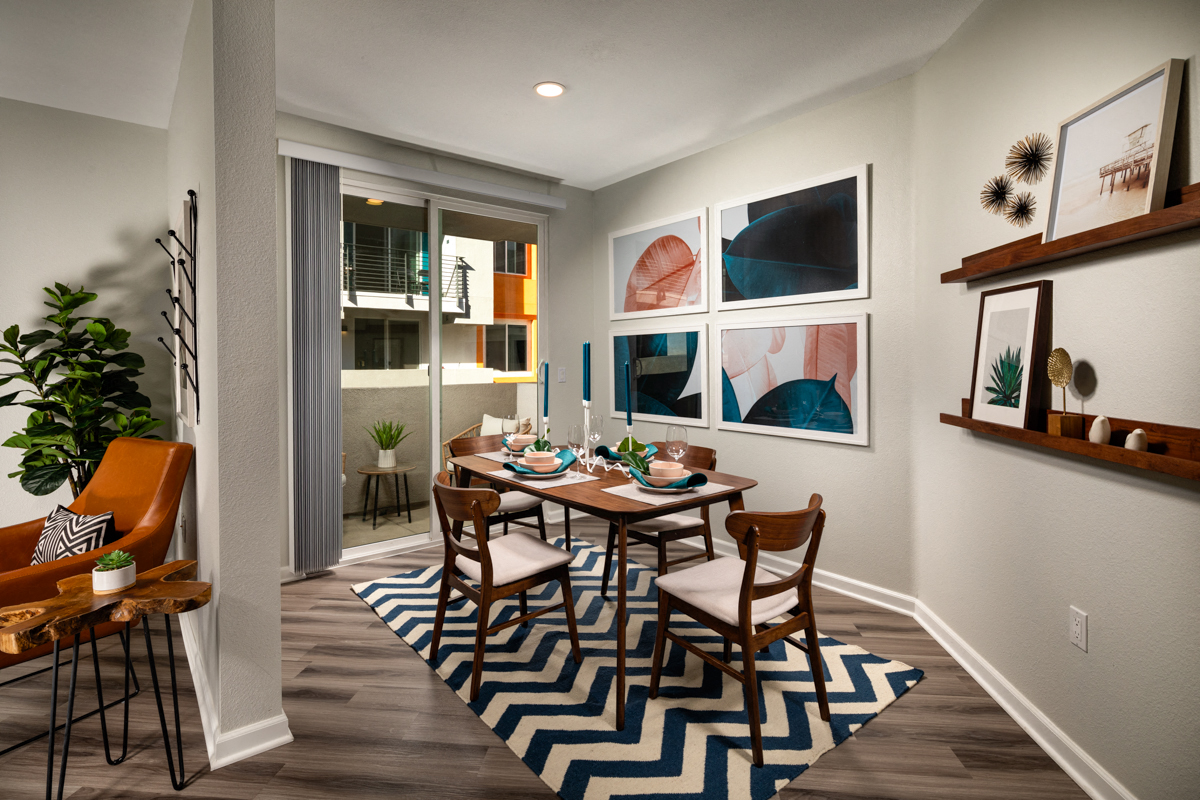 Two Bedroom Apartments in La Mesa CA - The District - Dining Room with Wood-Style Flooring