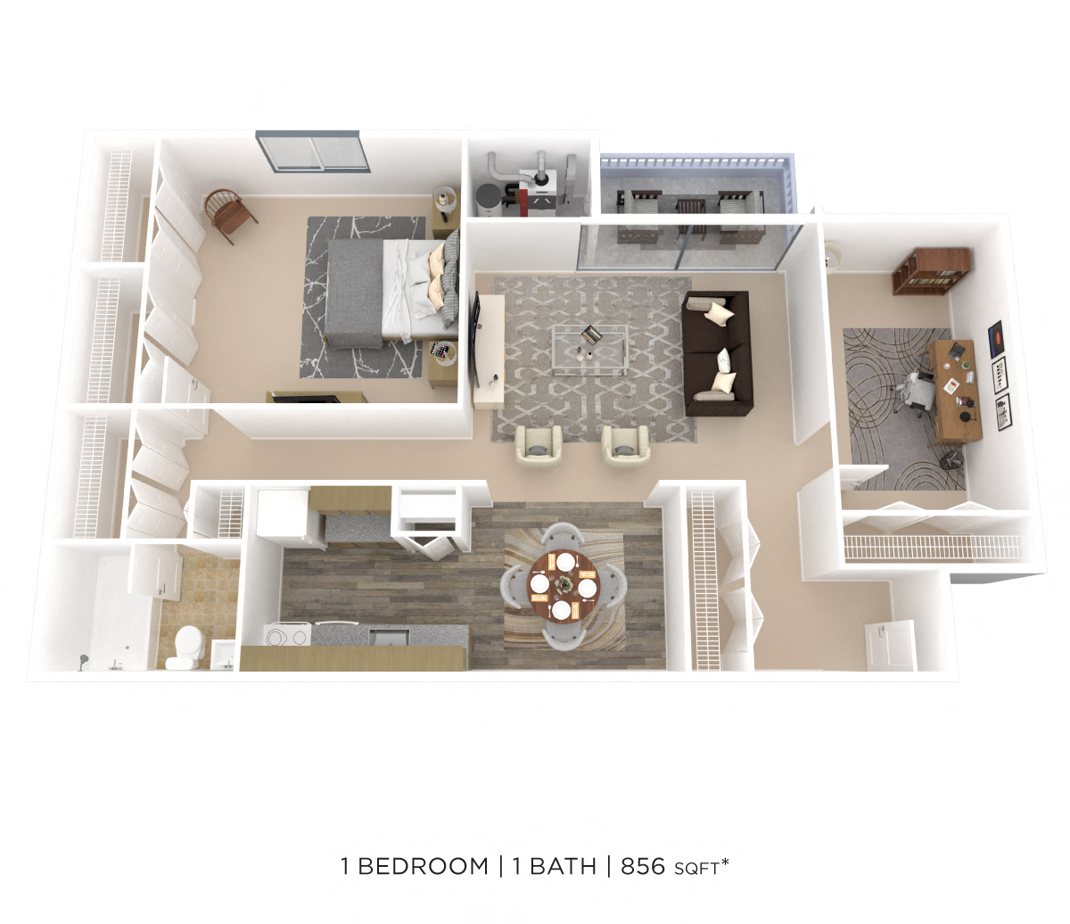 One Bedroom w/ Den floor plan