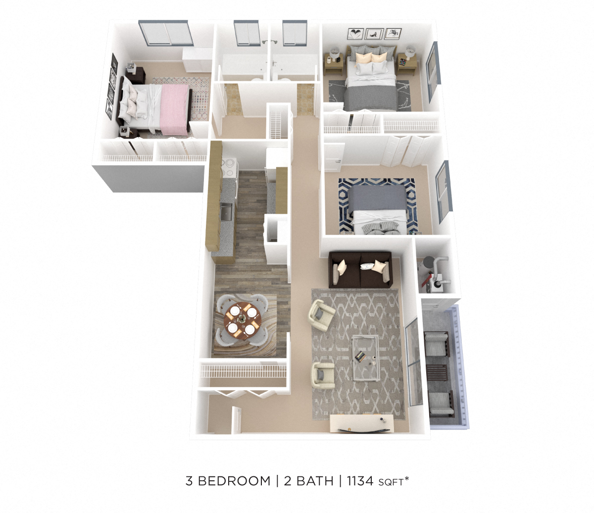 Three Bedroom floor plan