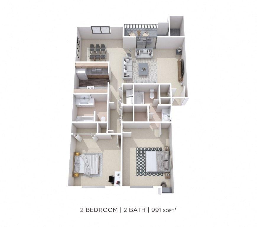Two Bedroom 2 Bath floor plan