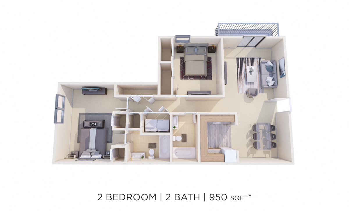 Two Bedroom 2 Bath floor plan