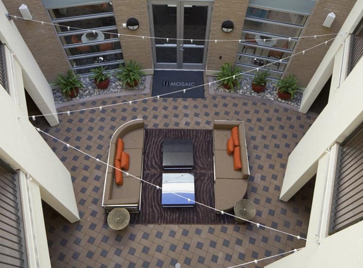 Aerial view courtyard sitting area