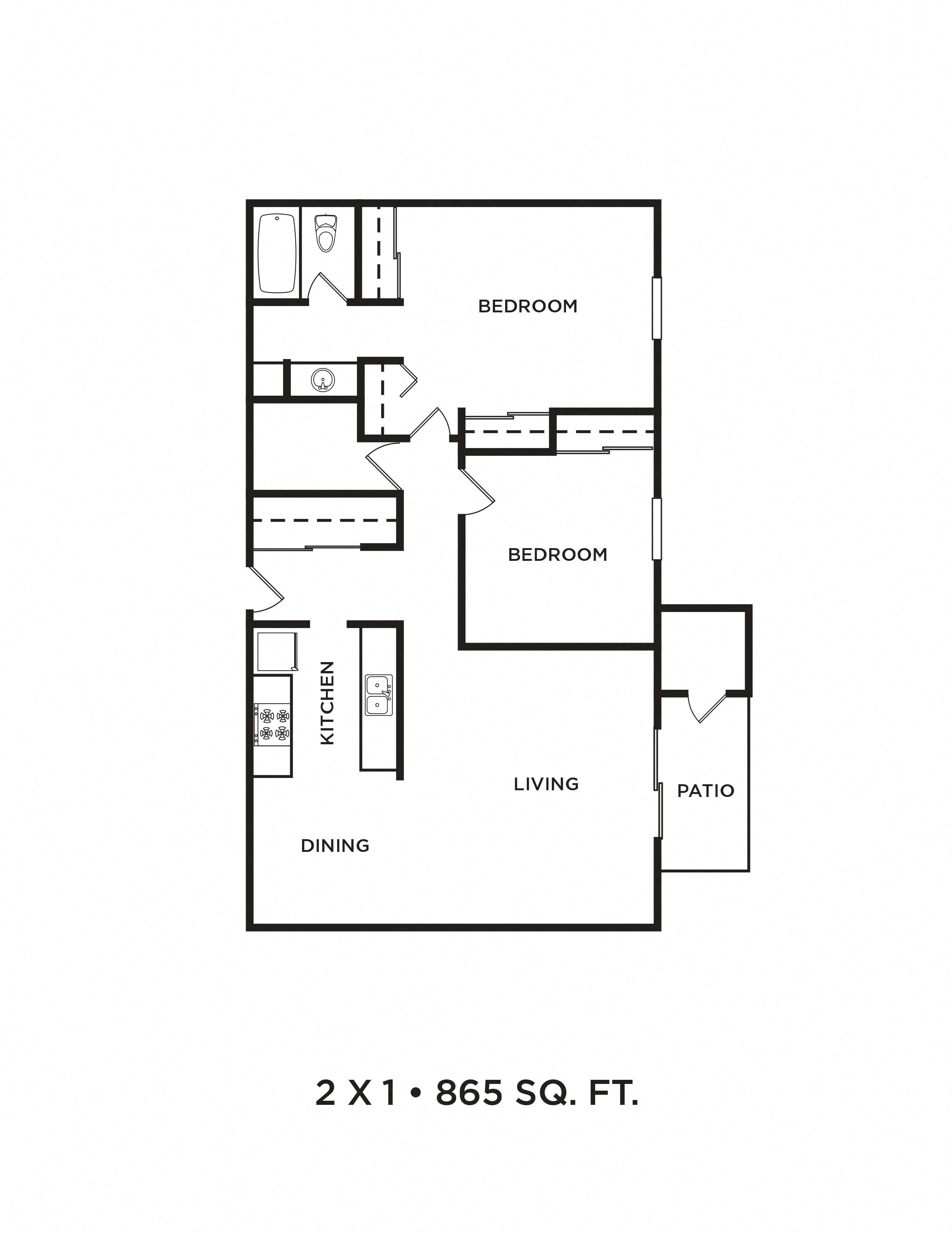 2x1 865 sq. ft. 2x1 865 sq. ft. l Terra Tukwila Apartments in WA