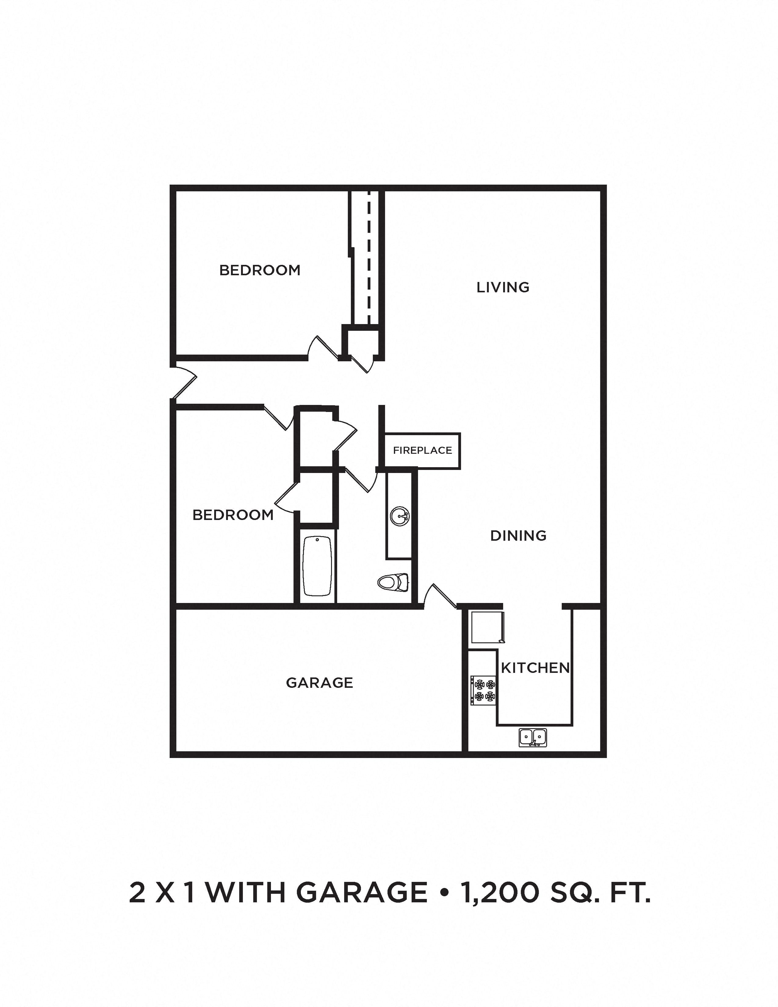 2x1 With Garage 1200 sq. ft. 2x1 With Garage 1200 sq. ft. l Terra Tukwila Apartments in WA