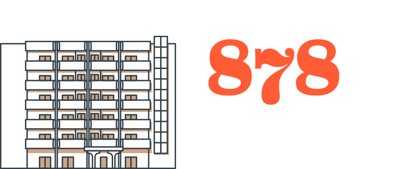 A building with the number 878 and the name S. Dexter on it.
