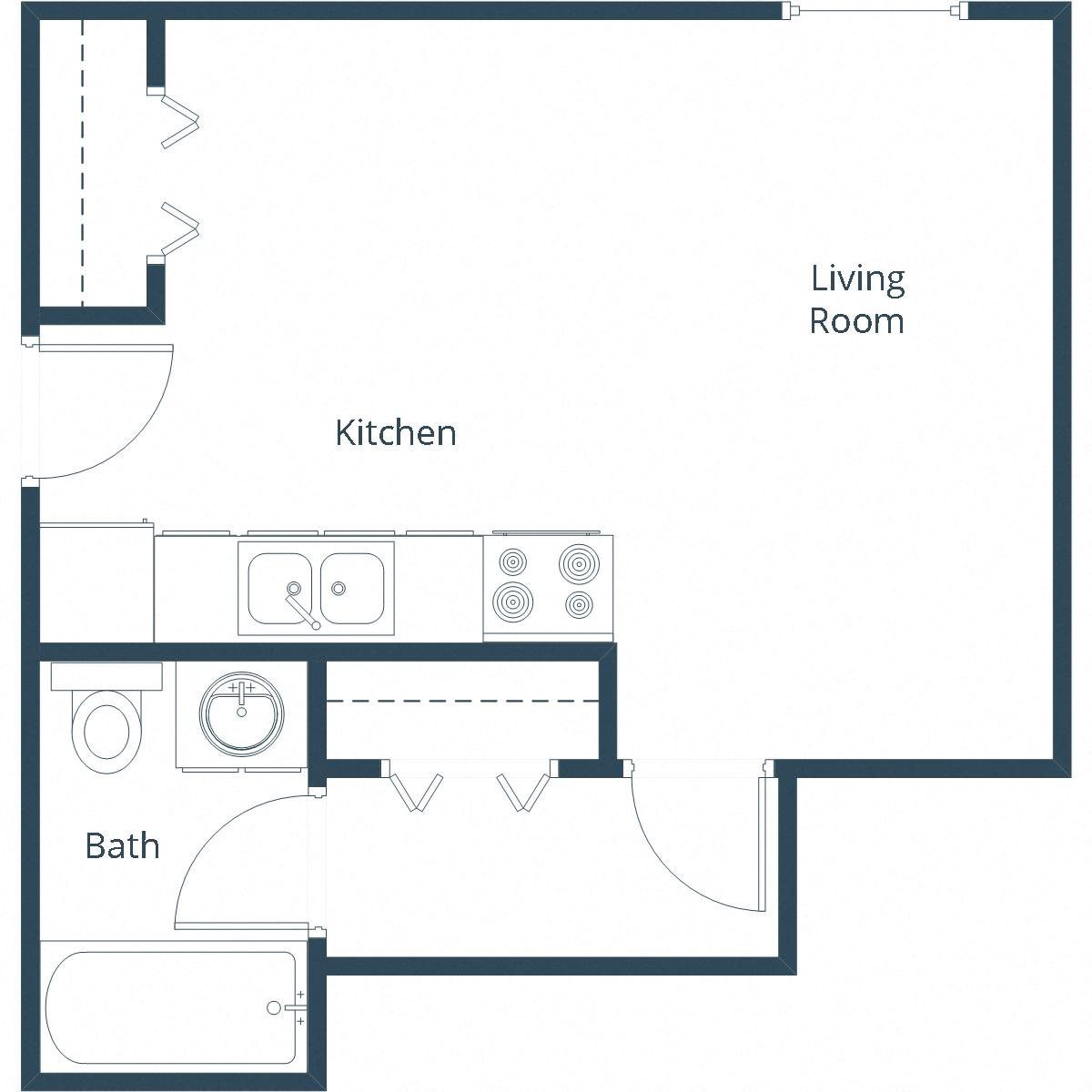 Amberwood Court Apartments | Efficiency Floor Plan Amberwood Court Apartments | Efficiency Floor Plan
