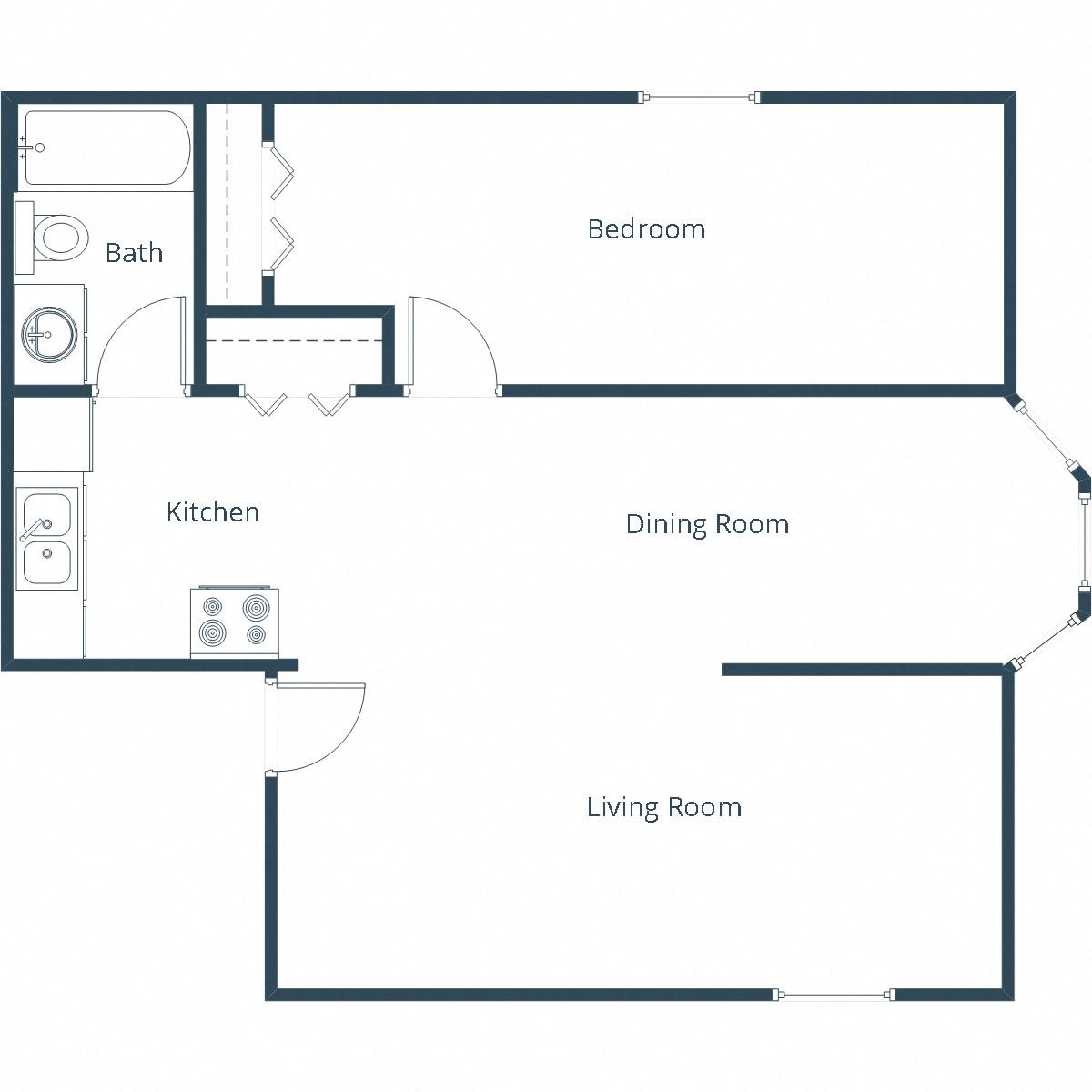 Faul 4-Plex Apartments | One Bedroom Floor Plan Faul 4-Plex Apartments | One Bedroom Floor Plan