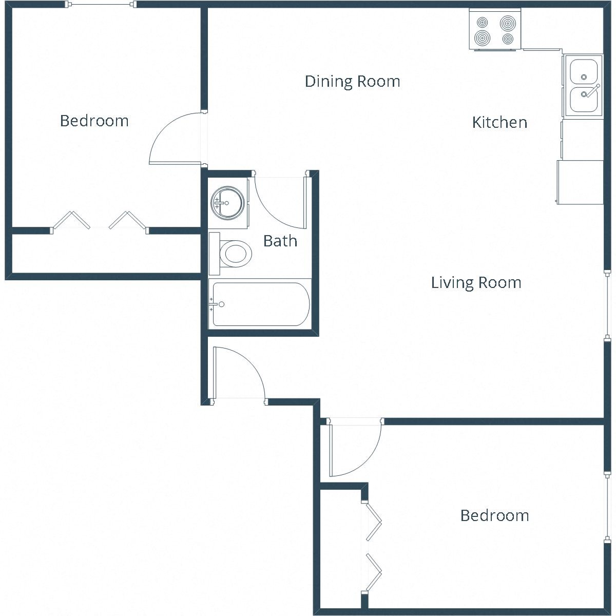 Faul 4-Plex | Two Bedroom Floor Plan B Faul 4-Plex | Two Bedroom Floor Plan B