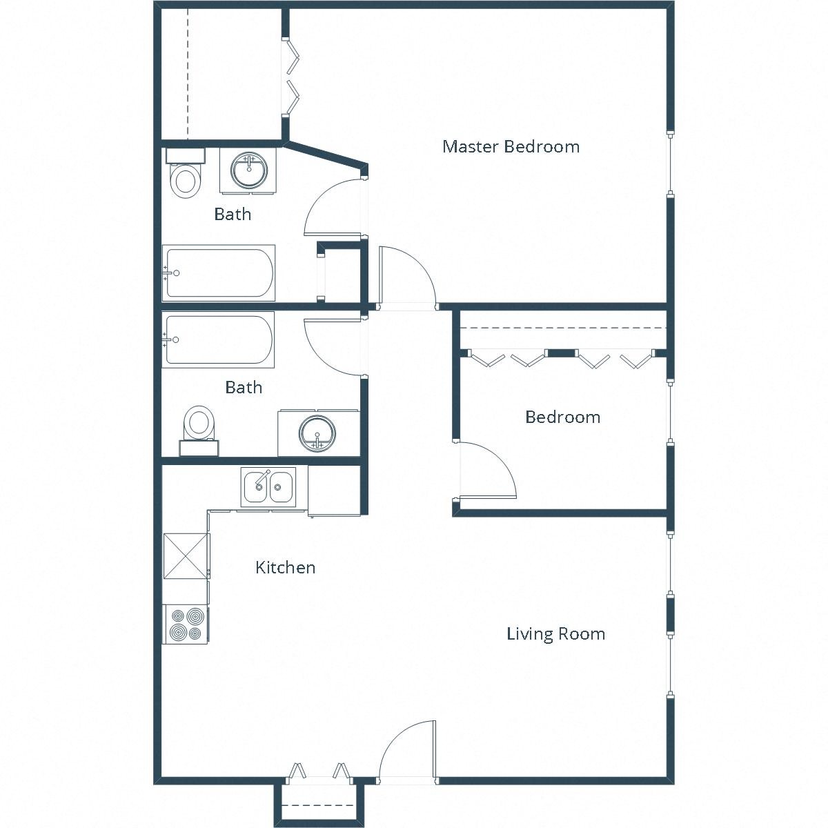 Louise Apartments | Two Bedroom Floor Plan Louise Apartments | Two Bedroom Floor Plan
