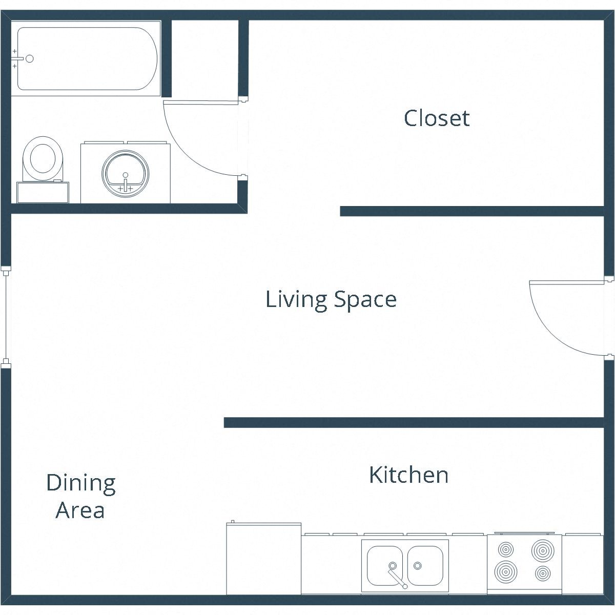 President Apartments | Efficiency Floor Plan President Apartments | Efficiency Floor Plan