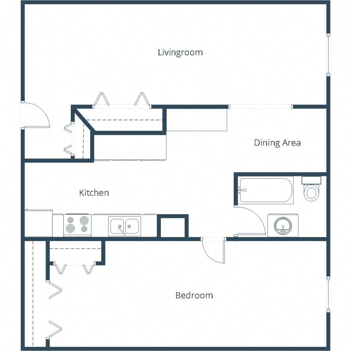 President Apartments | One Bedroom Floor Plan President Apartments | One Bedroom Floor Plan