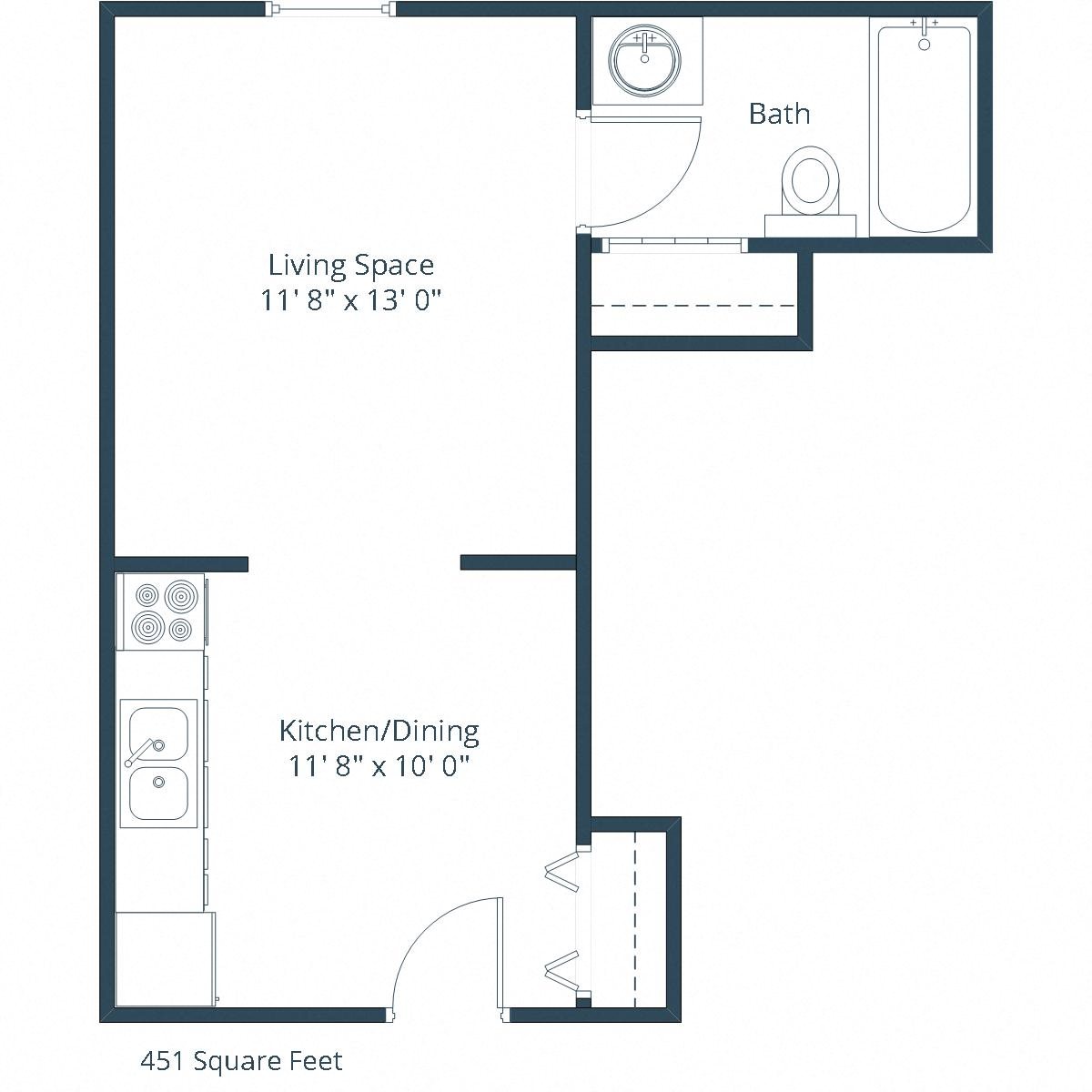 Stanford Court Apartments | Efficiency Floor Plan Stanford Court Apartments | Efficiency Floor Plan