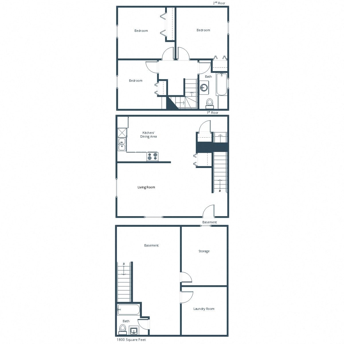 Valley Home Duplex | Three Bedroom Floor Plan Valley Home Duplex | Three Bedroom Floor Plan