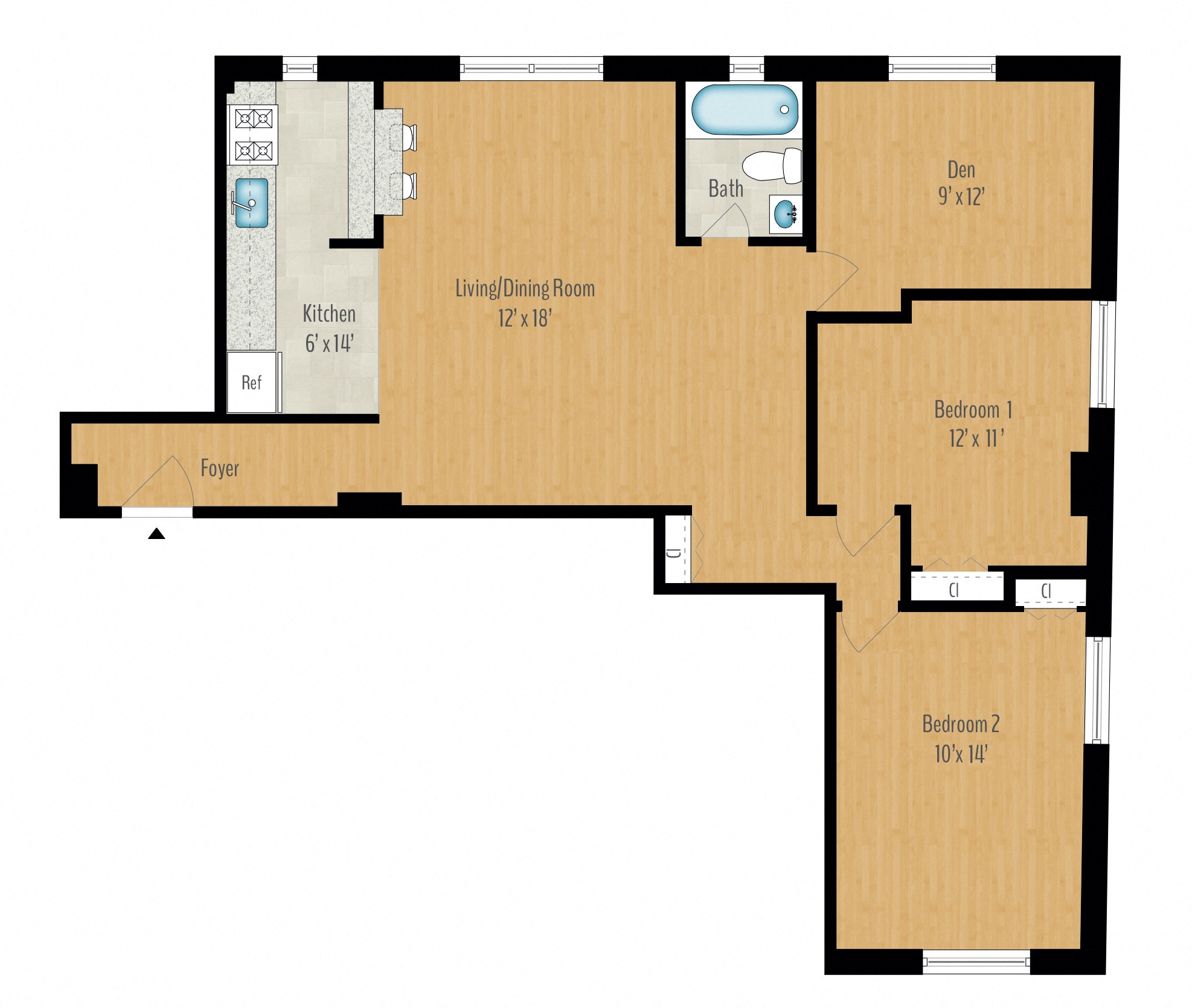 2 Bedroom + Den Image