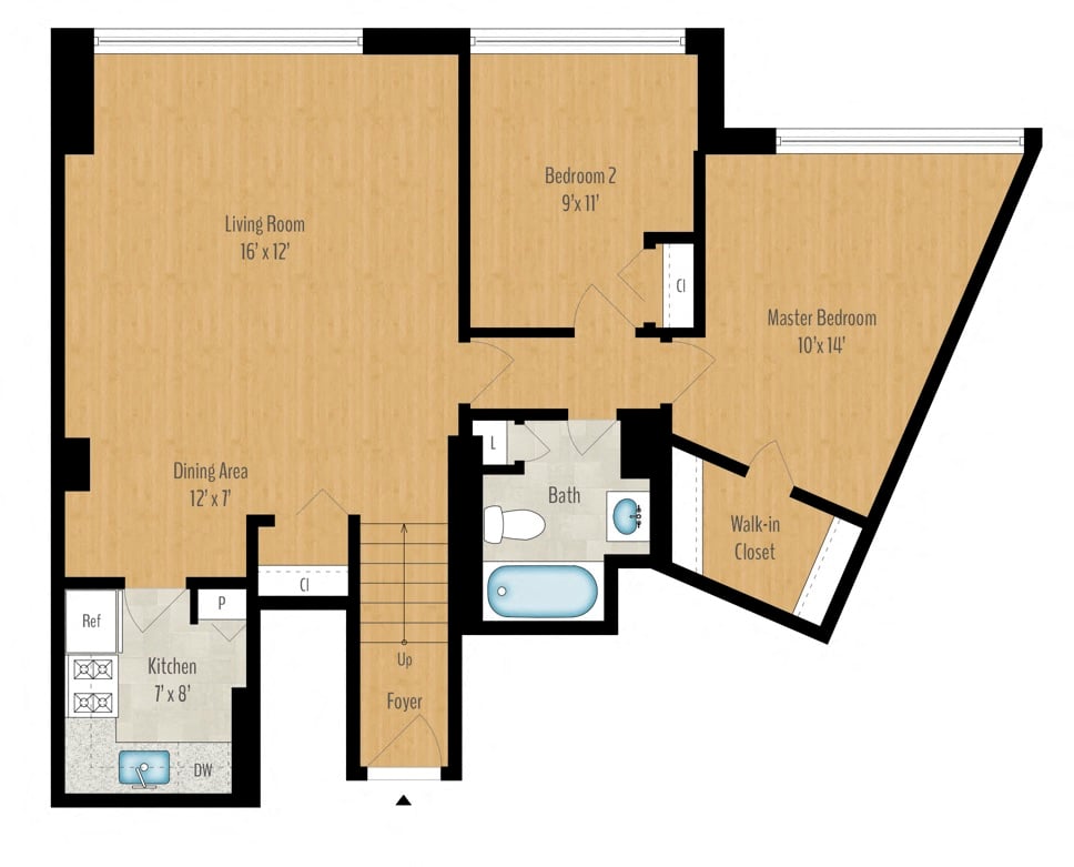 2 Bedroom 1 Bath Image