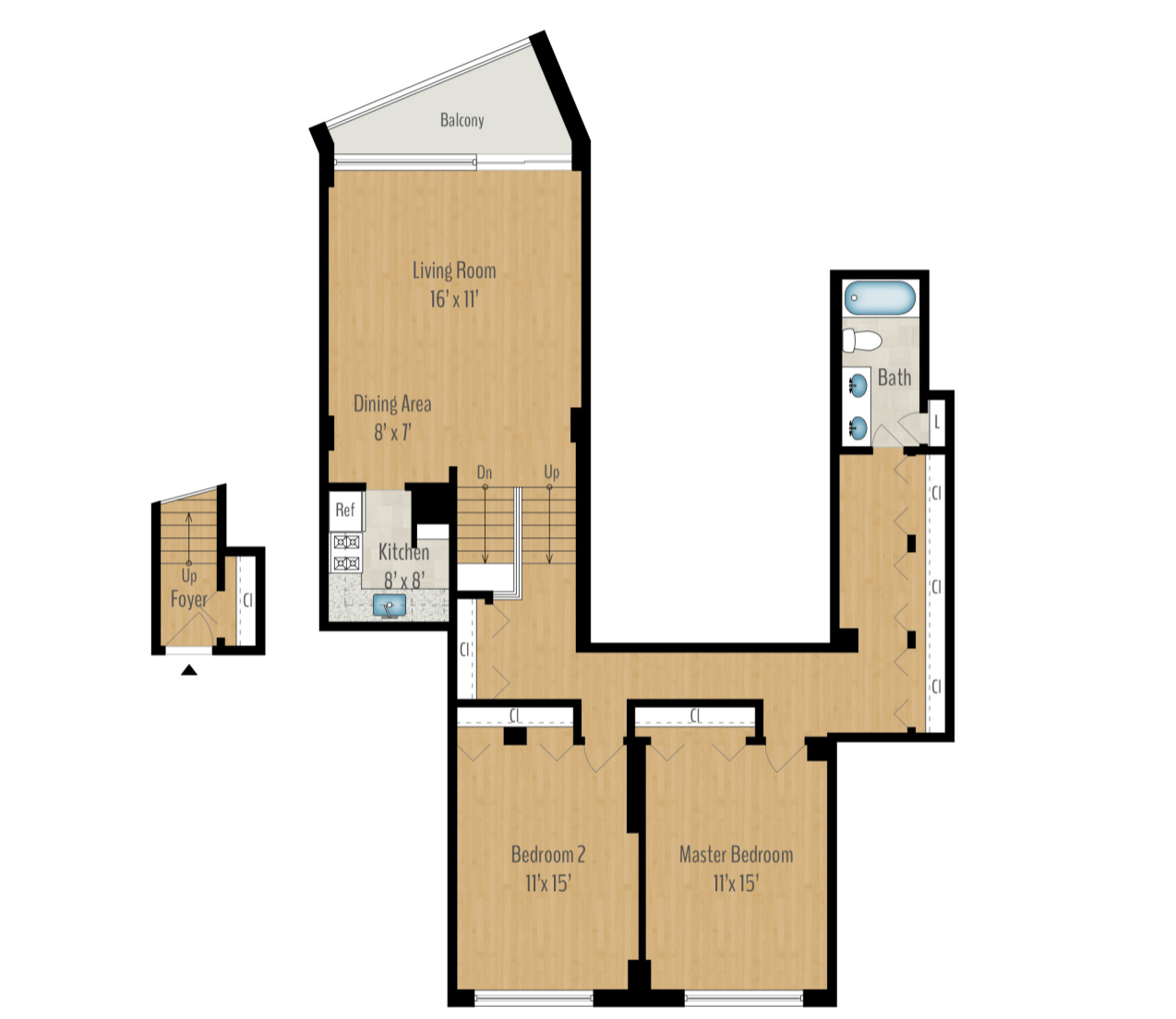 2 Bedroom 1 Bath Image