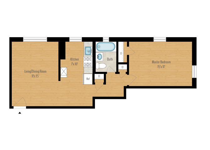 1 Bedroom A - 651 SQ FT