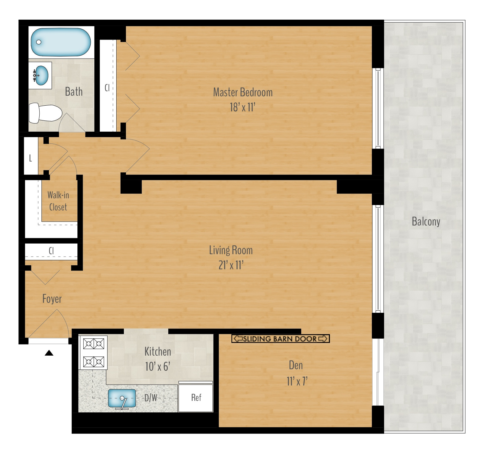 1 Bedroom + Den Image