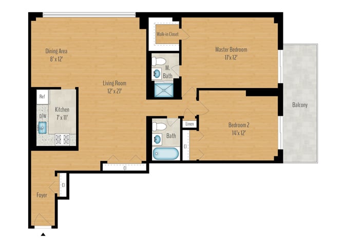 2 Bedroom 2 Bath Image