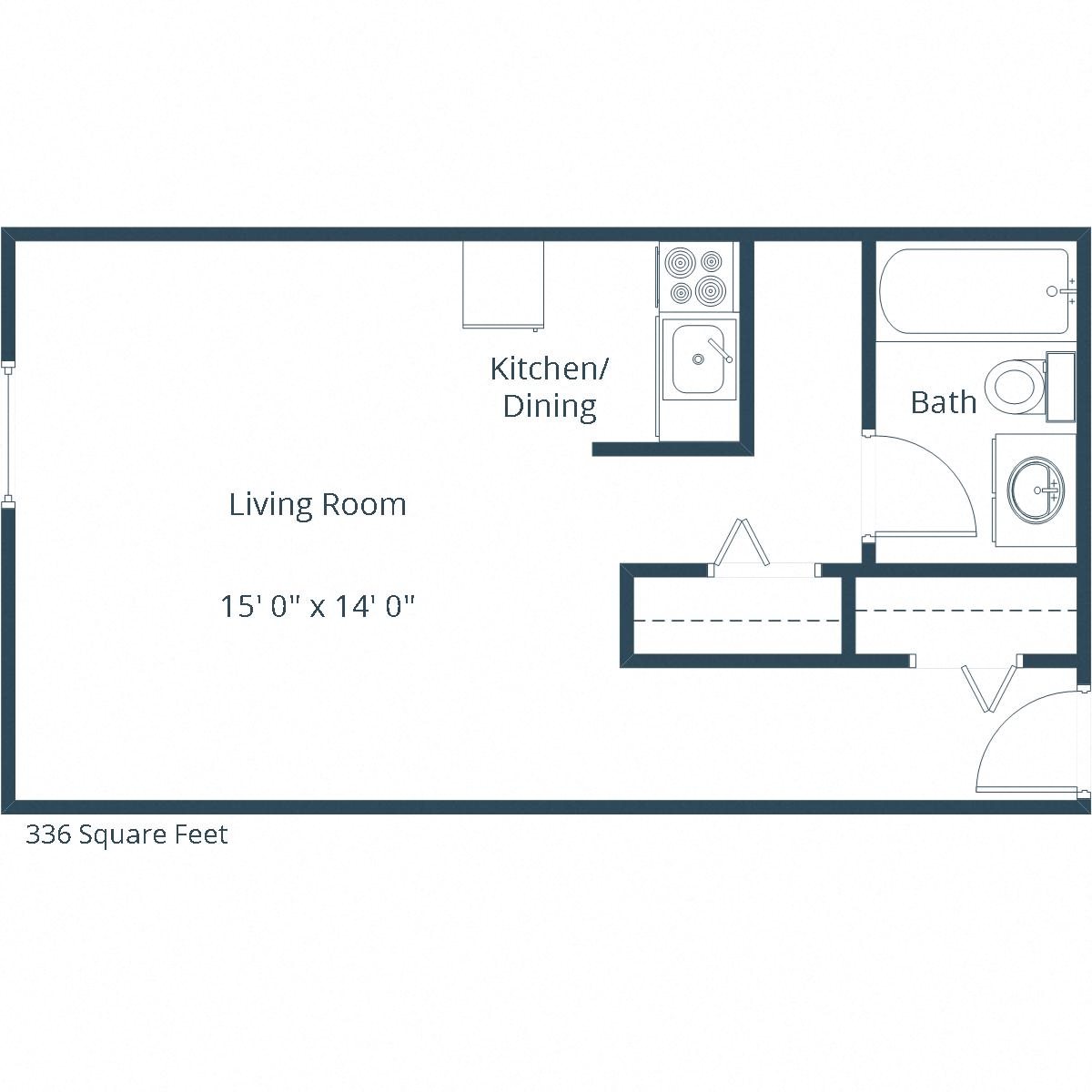 Garden Grove Apartments | Efficiency Floor Plan Garden Grove Apartments | Efficiency Floor Plan
