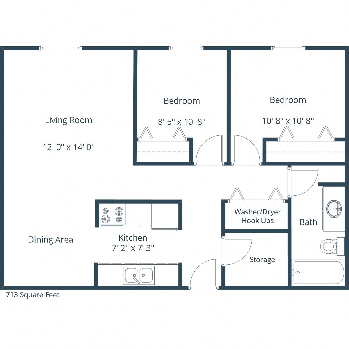 Garden Grove Apartments | Two Bedroom Floor Plan A Garden Grove Apartments | Two Bedroom Floor Plan A