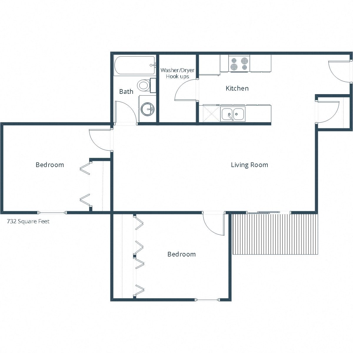 Garden Grove Apartments | Two Bedroom Floor Plan D Garden Grove Apartments | Two Bedroom Floor Plan D