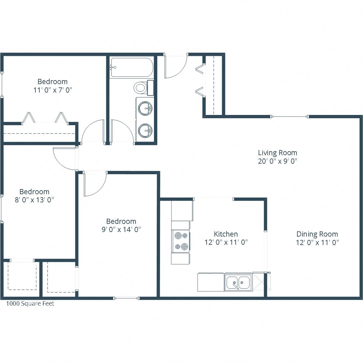 Newgate Apartments | Three Bedroom Floor Plan Newgate Apartments | Three Bedroom Floor Plan