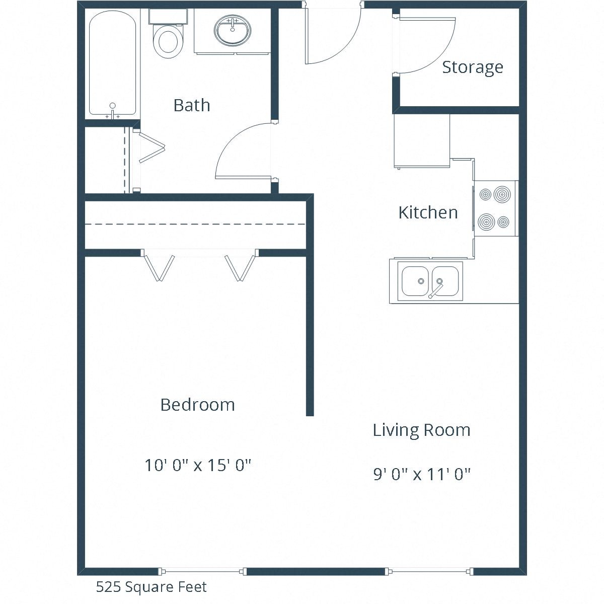 Sierra Ridge Apartments | Efficiency Floor Plan Sierra Ridge Apartments | Efficiency Floor Plan