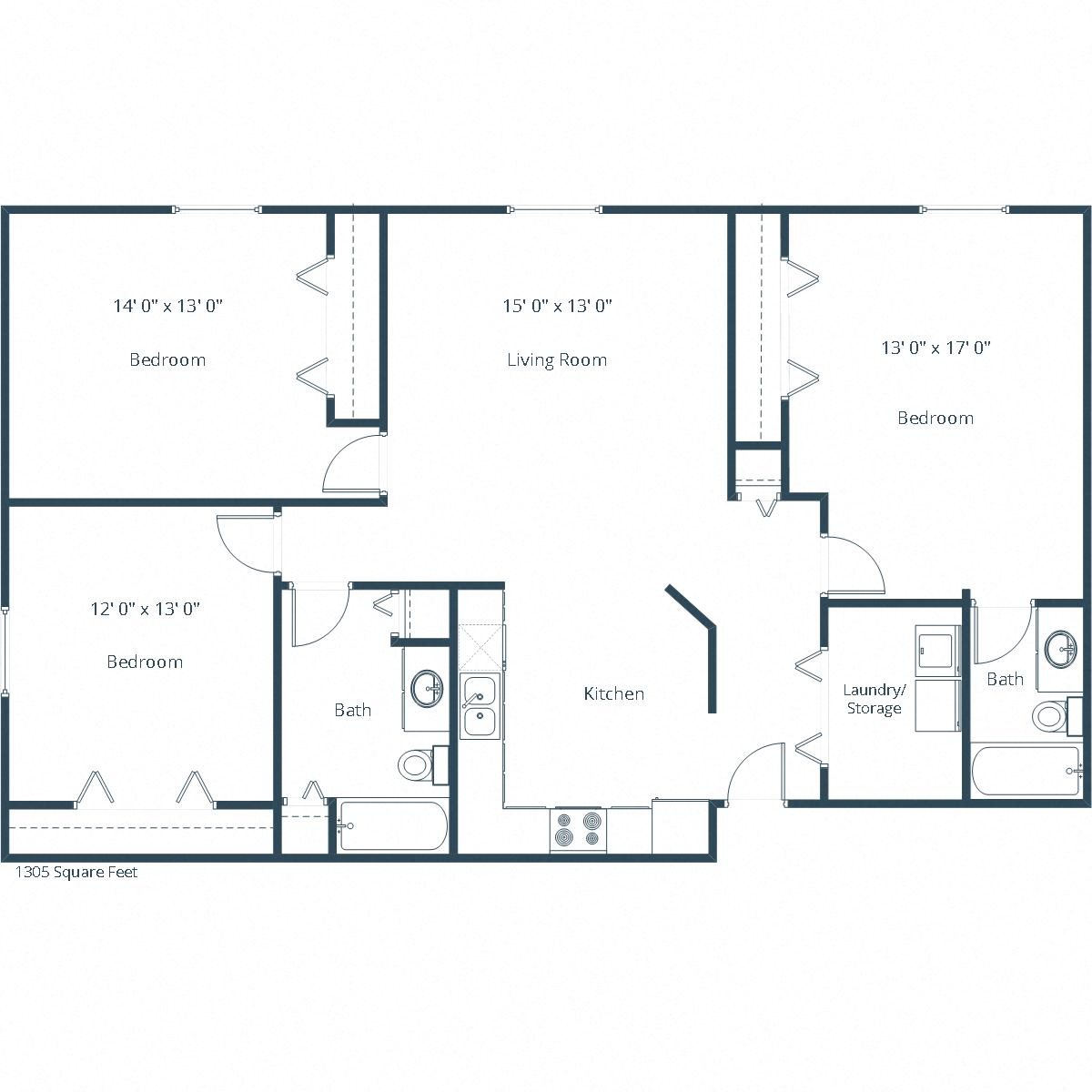 Sierra Ridge Apartments | Three Bedroom Floor Plan A Sierra Ridge Apartments | Three Bedroom Floor Plan A