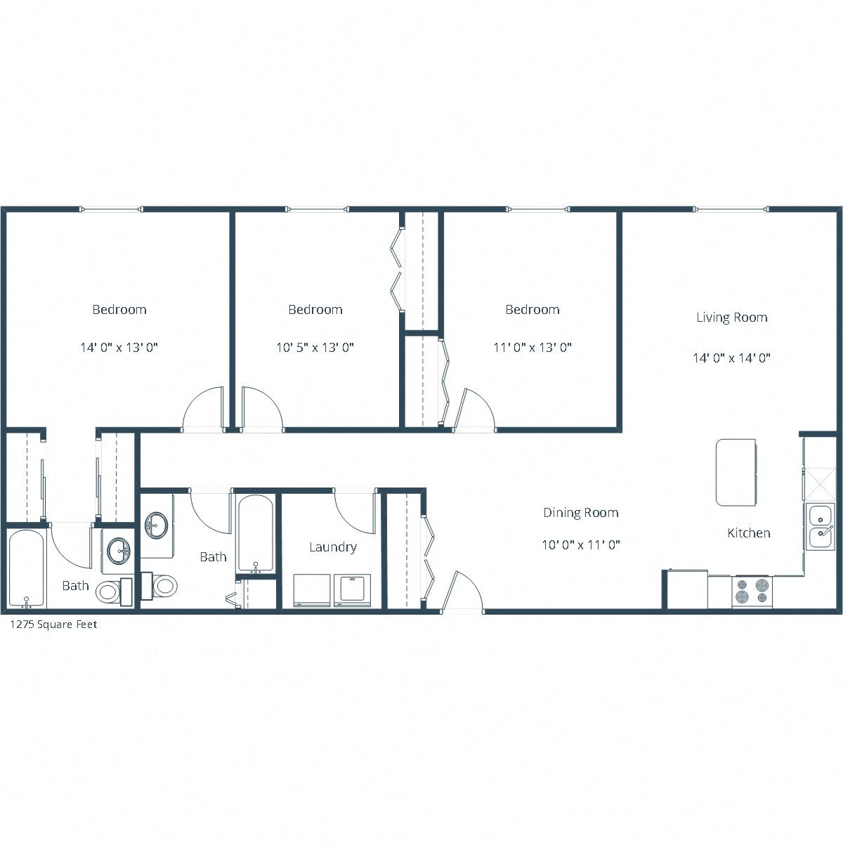 Sierra Ridge Apartments | Three Bedroom Floor Plan B Sierra Ridge Apartments | Three Bedroom Floor Plan B