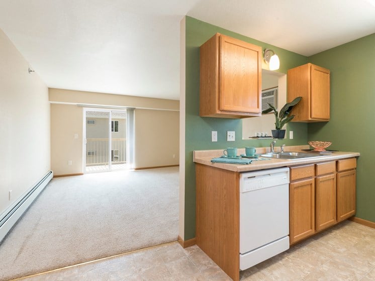 Sunset Ridge Apartments | 2 Bedroom | Kitchen & Living Room