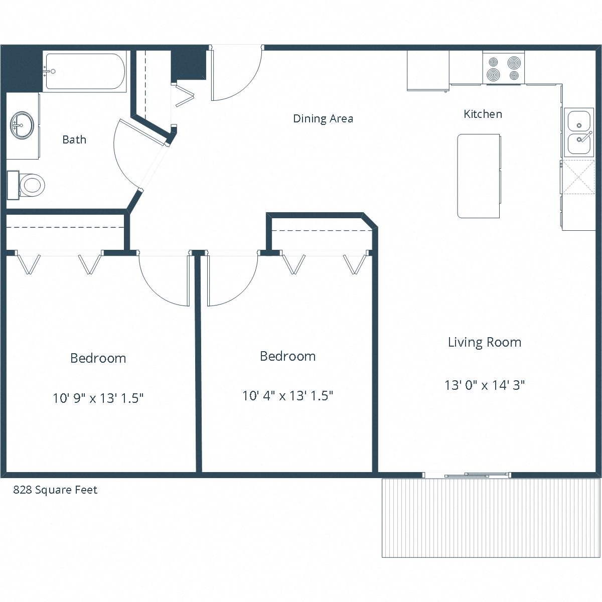 Sierra Ridge Apartments | Two Bedroom Floor Plan B Sierra Ridge Apartments | Two Bedroom Floor Plan B