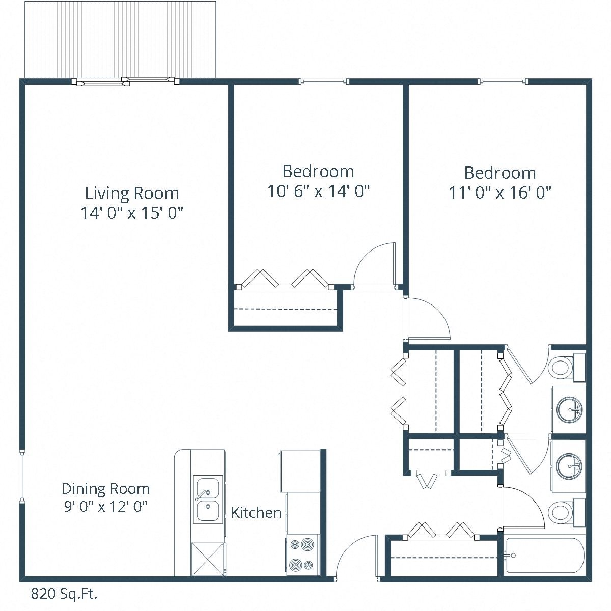 Cedars Apartments | Two Bedroom Floor Plan B Cedars Apartments | Two Bedroom Floor Plan B