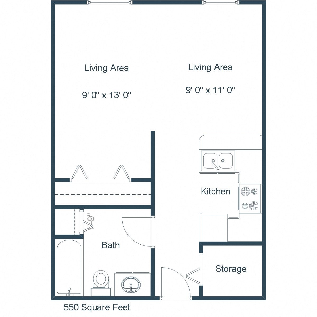 Danbury Apartments | Efficiency Floor Plan Danbury Apartments | Efficiency Floor Plan
