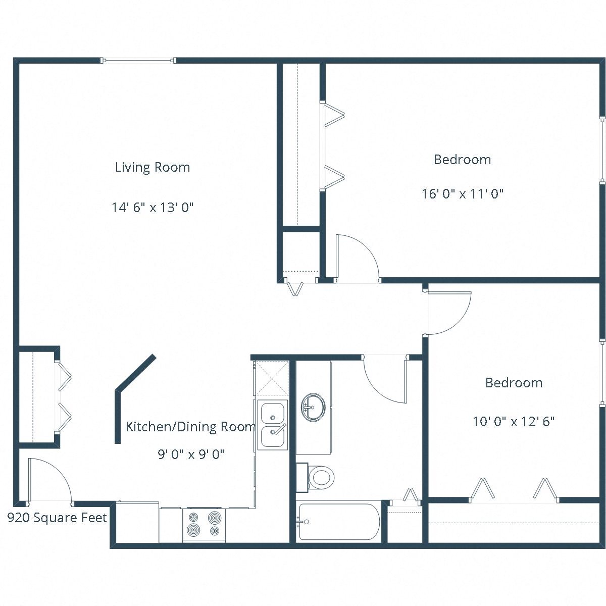 Danbury Apartments | Two Bedroom Floor Plan Danbury Apartments | Two Bedroom Floor Plan