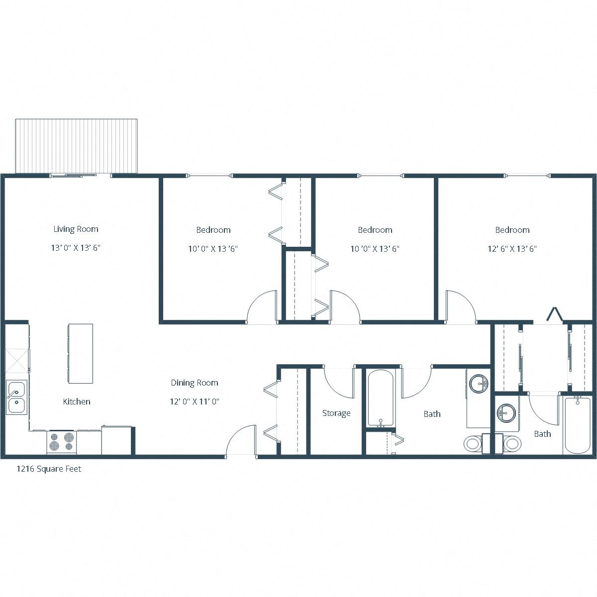 Danbury Apartments | Three Bedroom Floor Plan B Danbury Apartments | Three Bedroom Floor Plan B