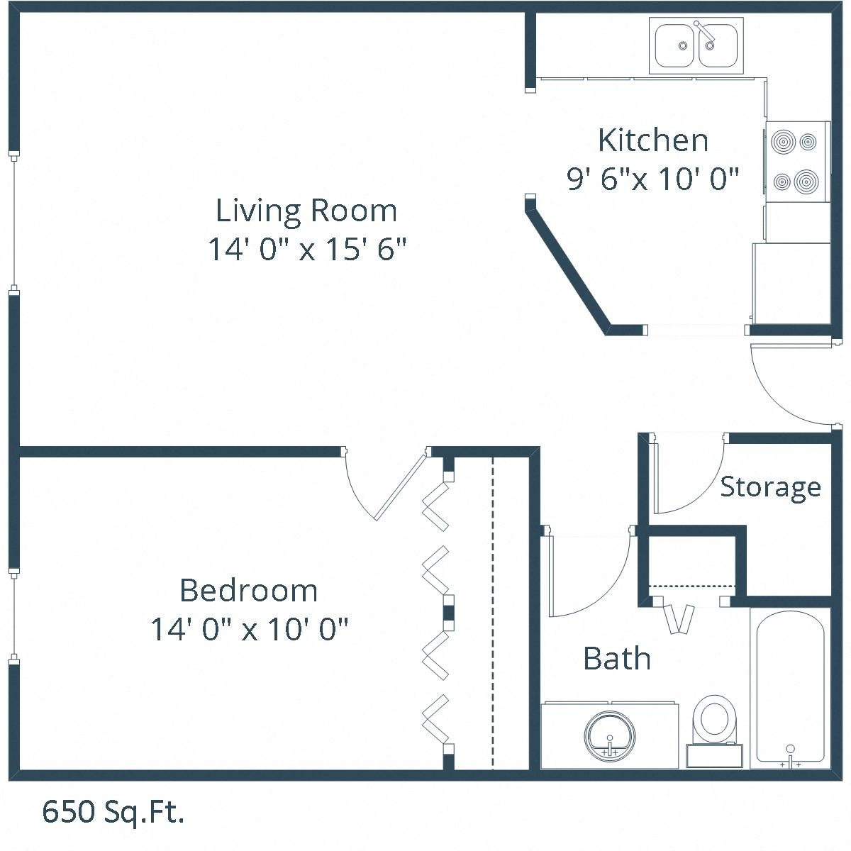 Flickertail Apartments | One Bedroom Floor Plan A Flickertail Apartments | One Bedroom Floor Plan A