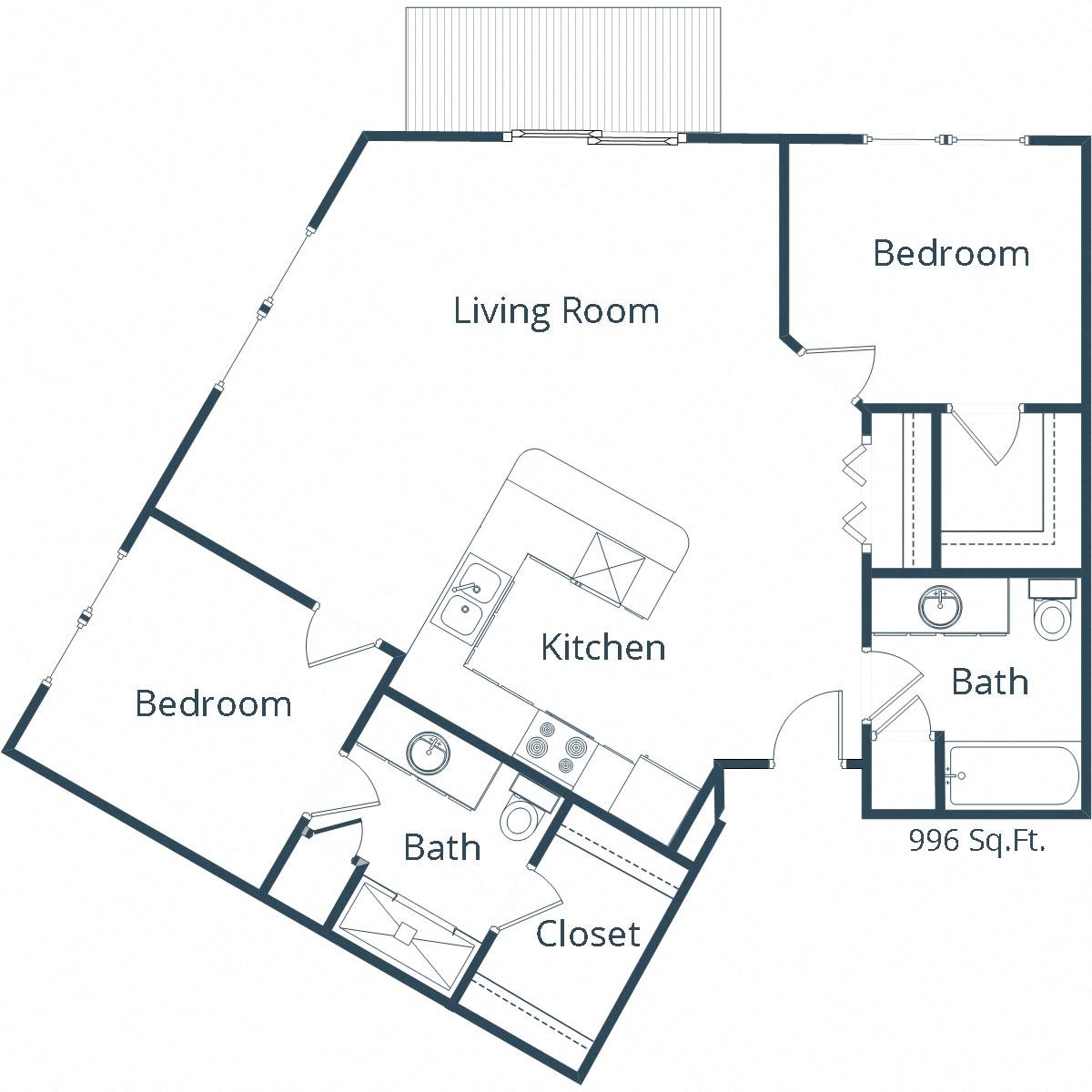 East Bridge Apartments | Two Bedroom Floor Plan A East Bridge Apartments | Two Bedroom Floor Plan A