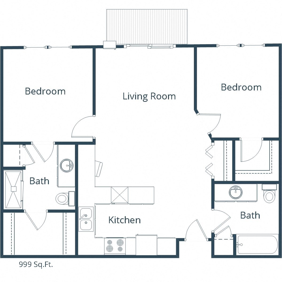 East Bridge Apartments | Two Bedroom Floor Plan B East Bridge Apartments | Two Bedroom Floor Plan B
