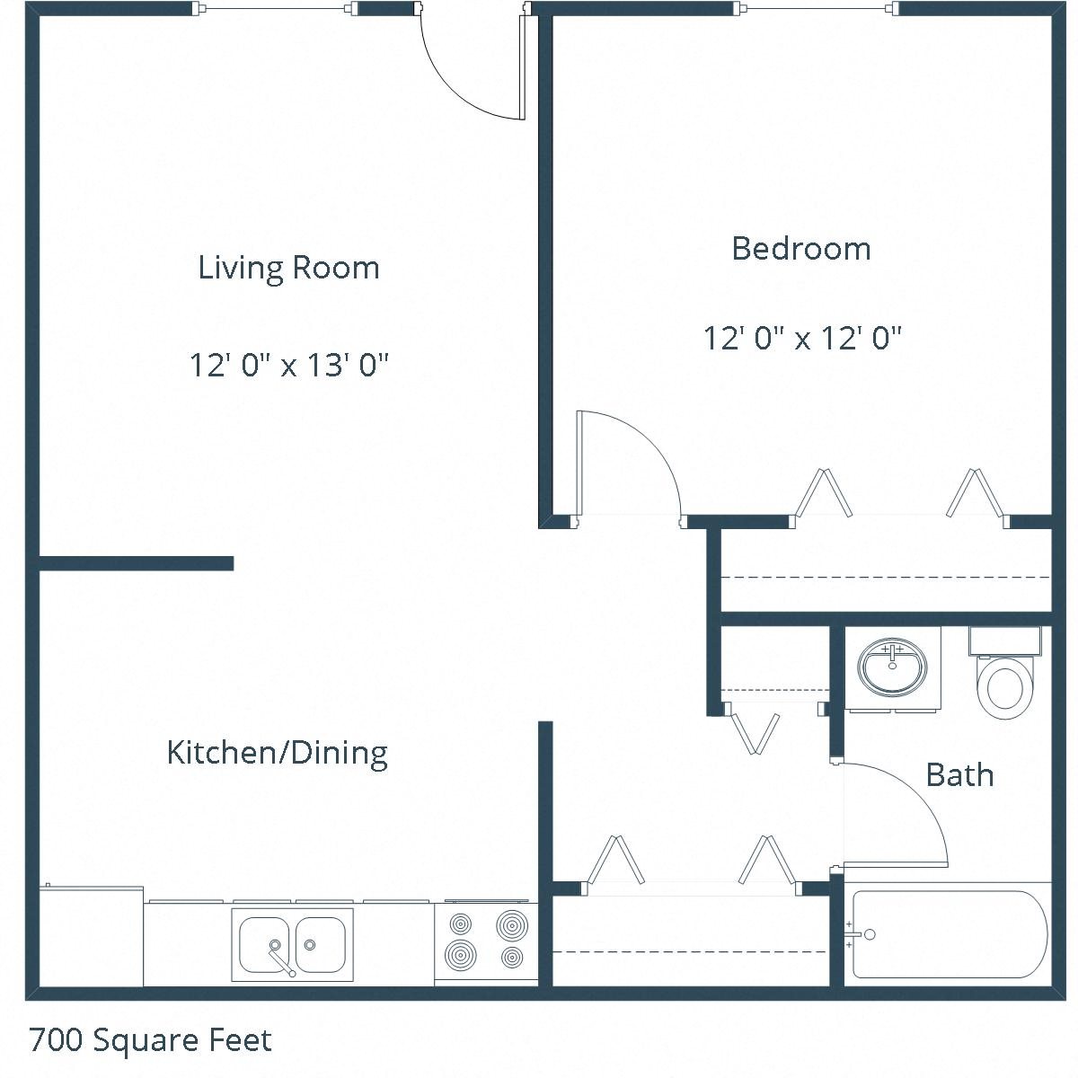 Berkshire Townhomes | One Bedroom Floor Plan Berkshire Townhomes | One Bedroom Floor Plan