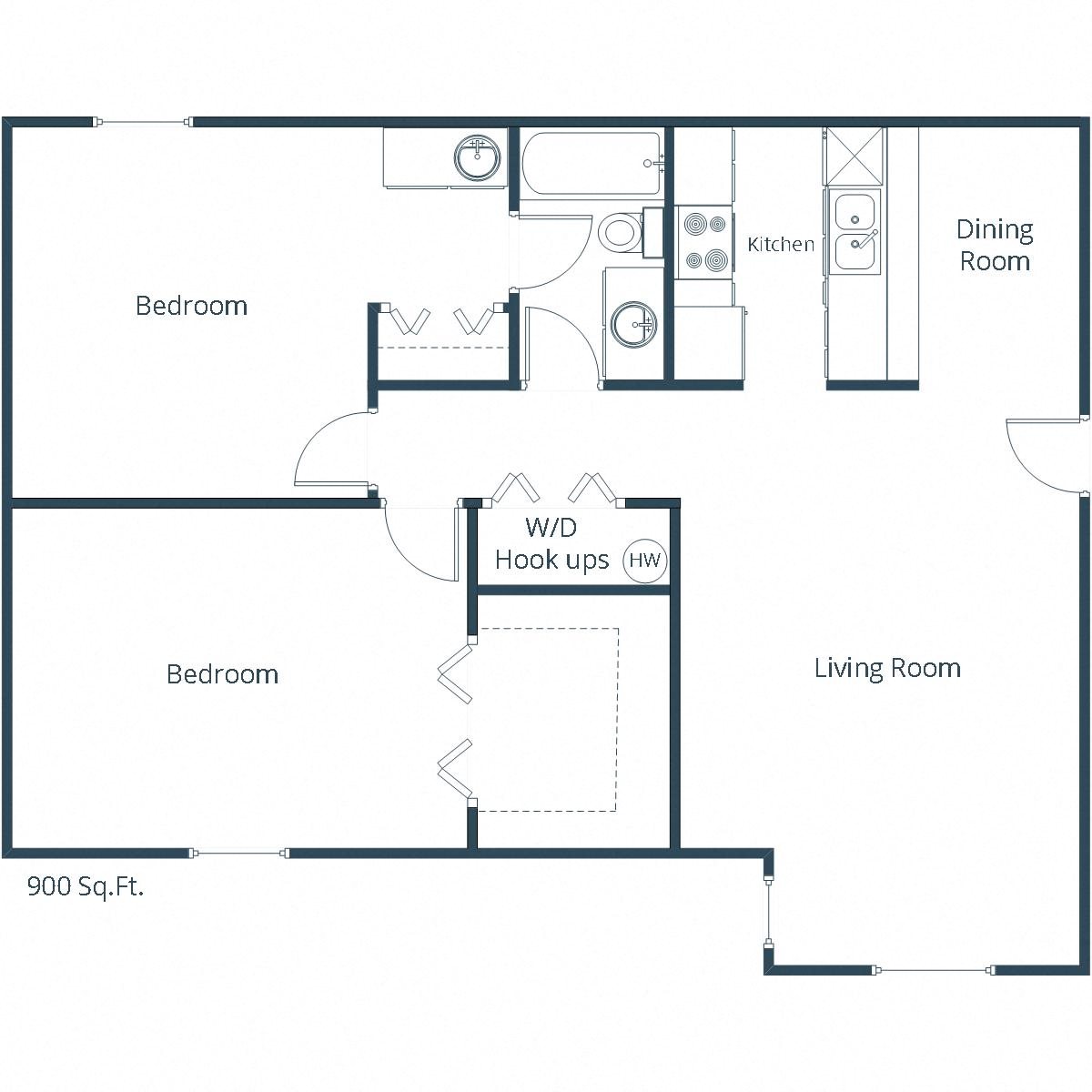 Cedar Pointe Apartments | Two Bedroom Floor Plan A Cedar Pointe Apartments | Two Bedroom Floor Plan A