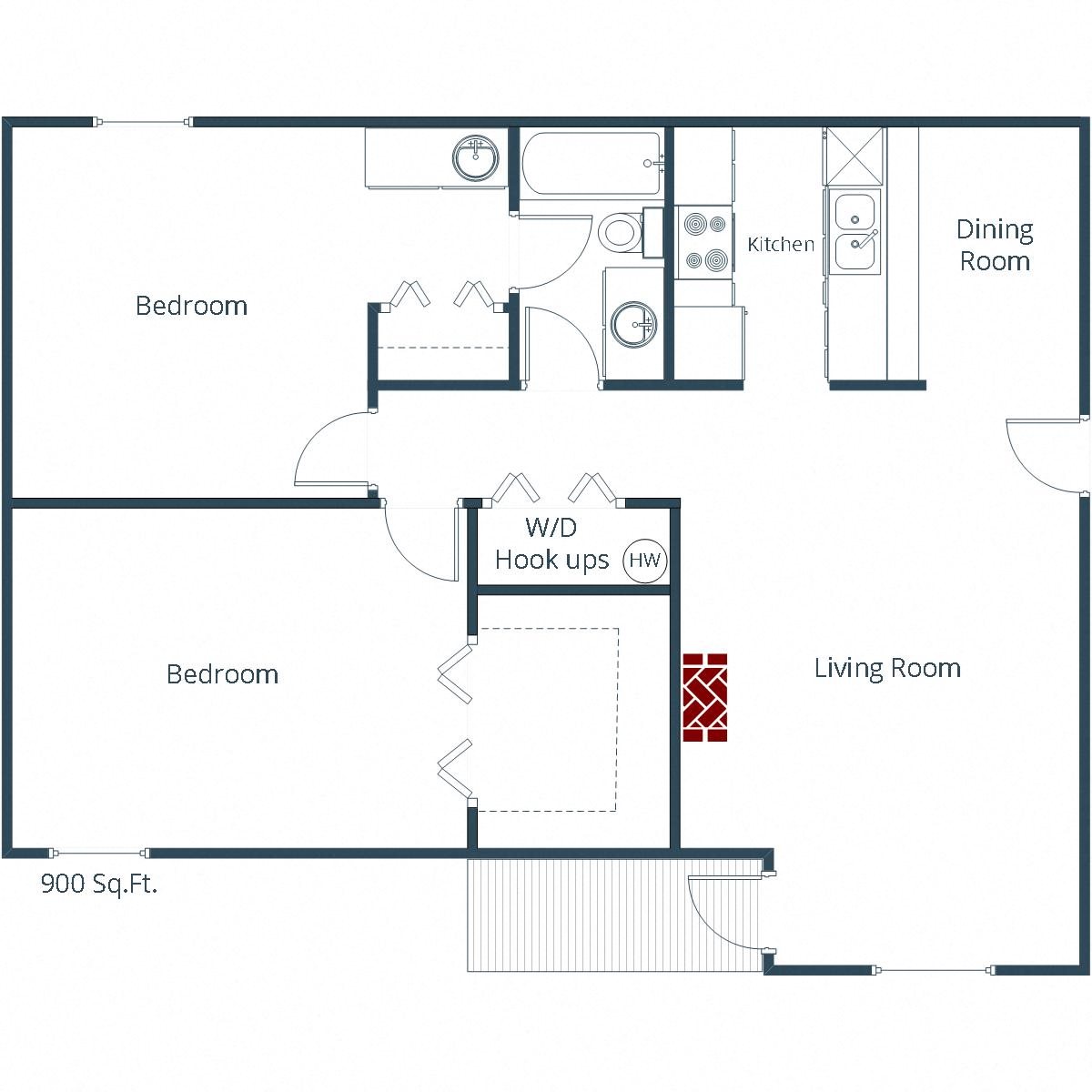 Cedar Pointe Apartments | Two Bedroom Floor Plan B Cedar Pointe Apartments | Two Bedroom Floor Plan B