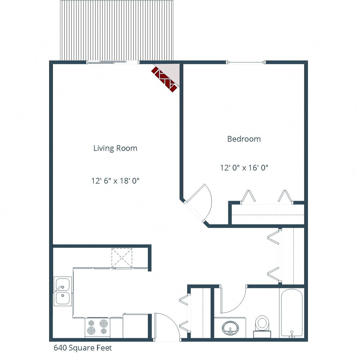 Crescent Park Apartments | One Bedroom Floor Plan Crescent Park Apartments | One Bedroom Floor Plan