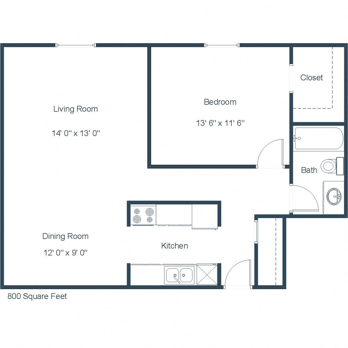 Essex Apartments | One Bedroom Floor Plan Essex Apartments | One Bedroom Floor Plan